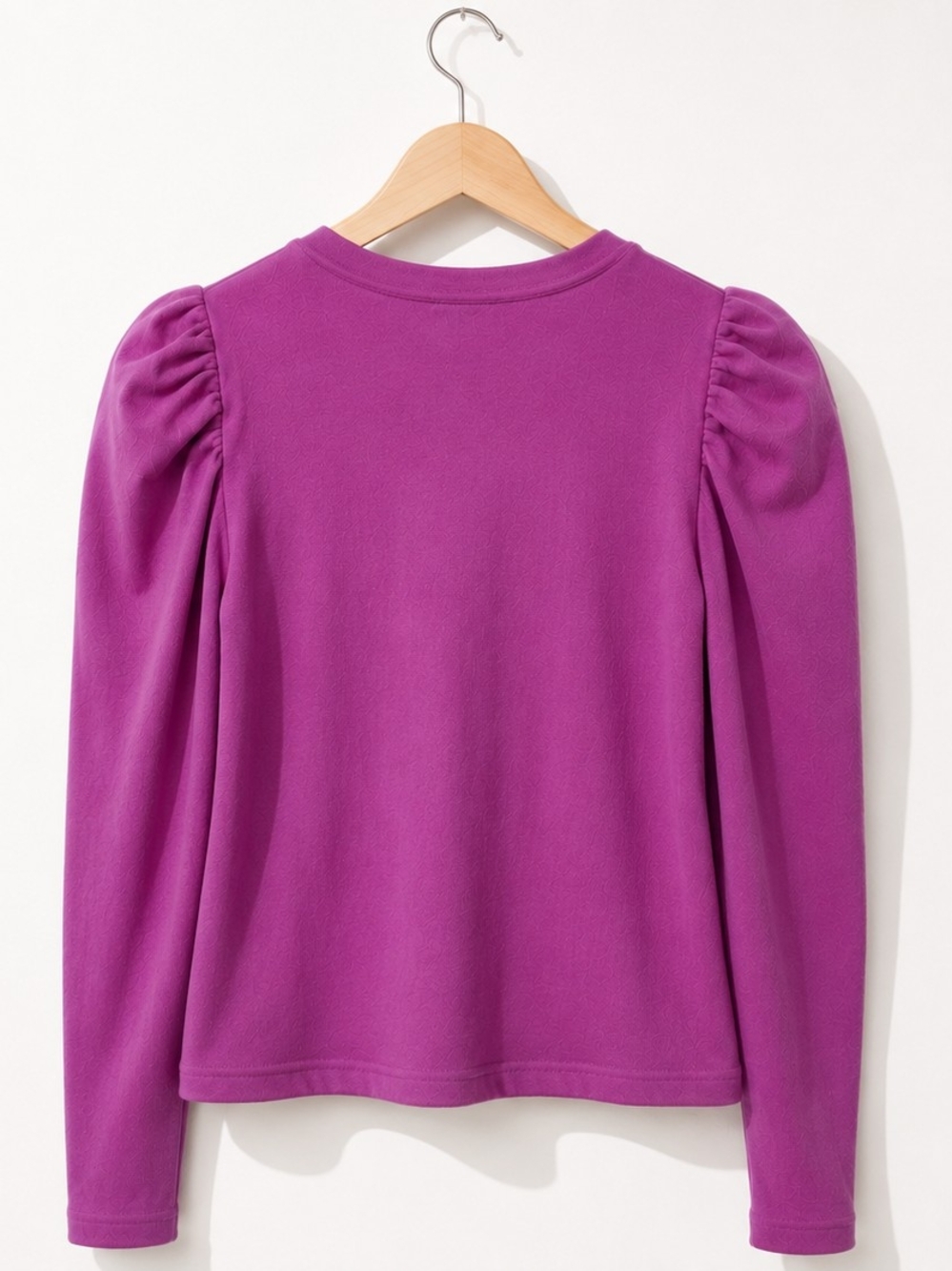ZARA Puff Sleeve Knit Top Purple Long Sleeve Crew Neck Statement Shoulder Blouse - Picture 4 of 5